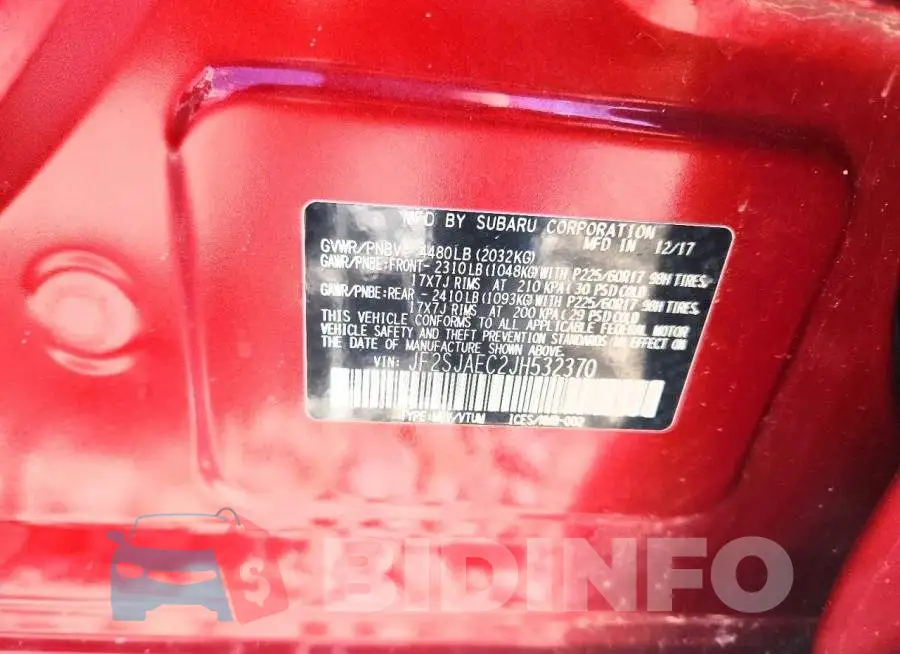 JF2SJAEC2JH532370 Photo# 14