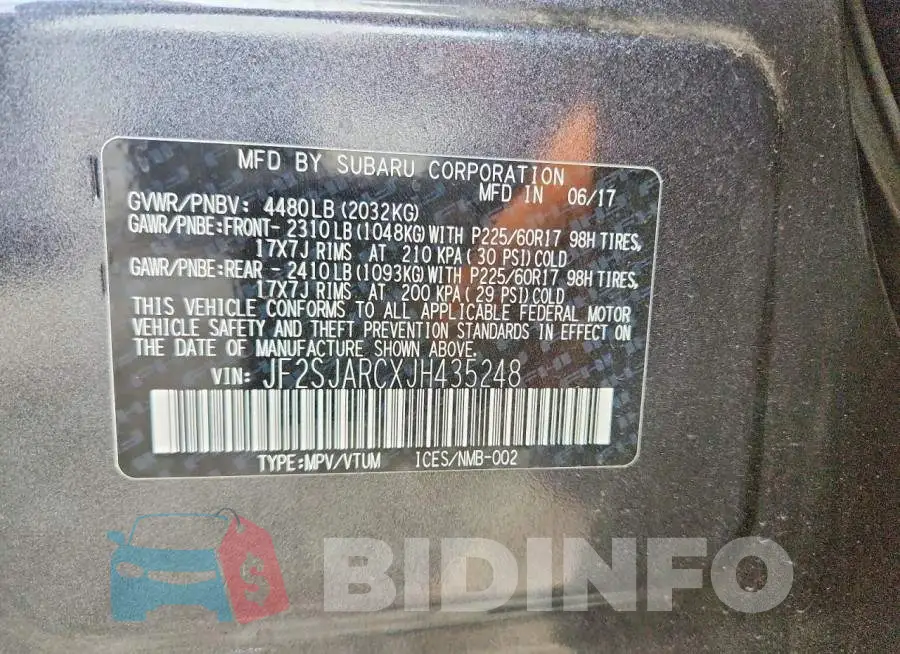 JF2SJARCXJH435248 Photo# 13