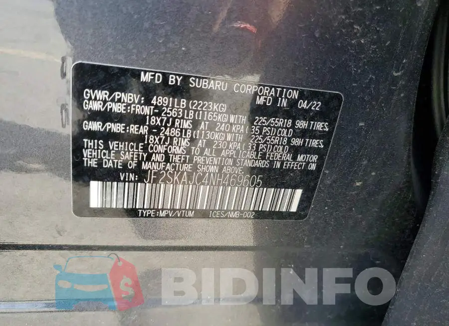 JF2SKAJC4NH469605 Photo# 13