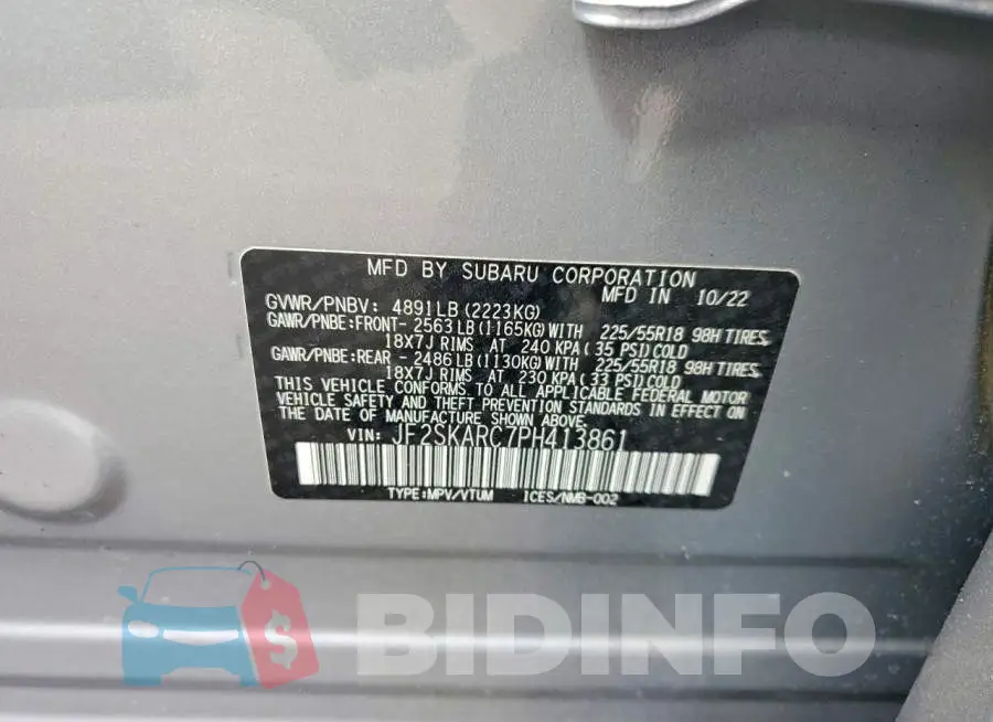 JF2SKARC7PH413861 Photo# 13