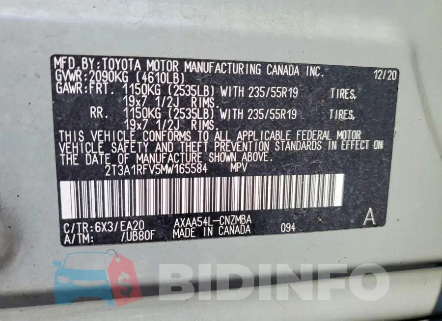 2T3A1RFV5MW165584 Photo# 13