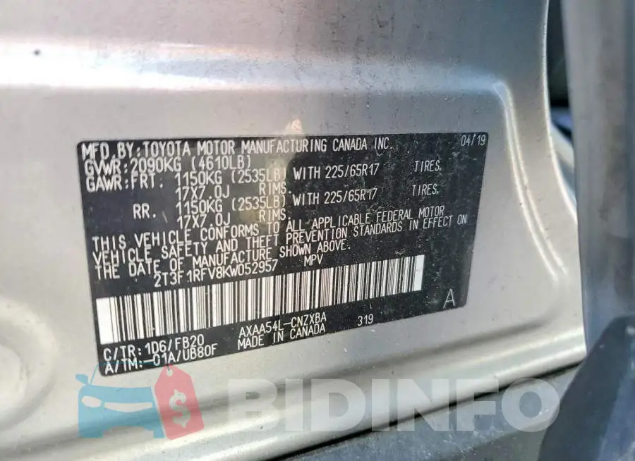 2T3F1RFV8KW052957 Photo# 13