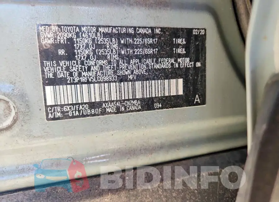 2T3P1RFV5LC098933 Photo# 12