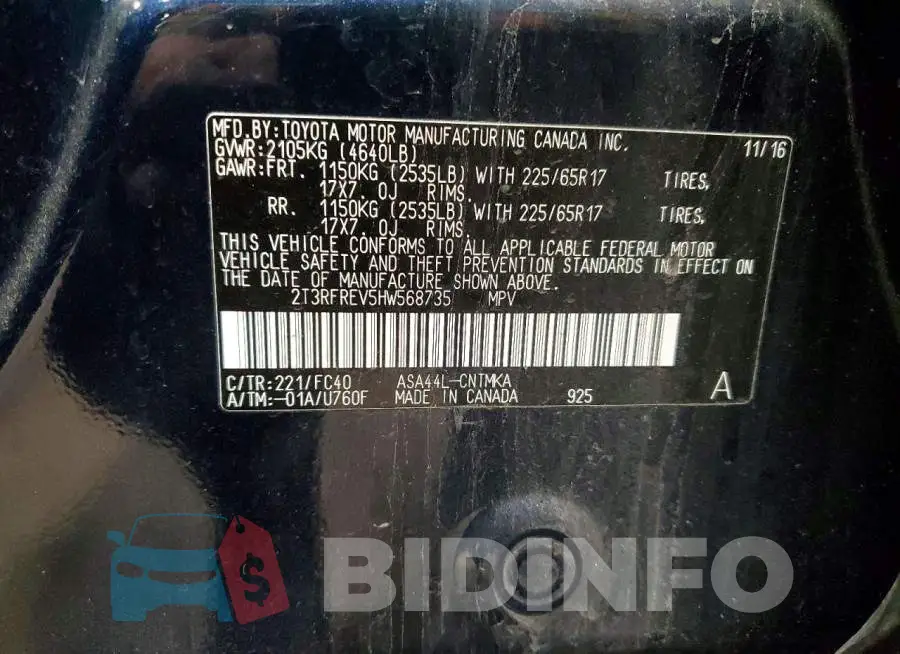 2T3RFREV5HW568735 Photo# 13