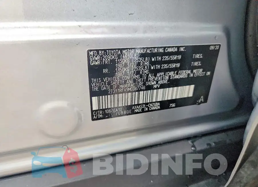 2T3Y1RFV9MC087746 Photo# 13