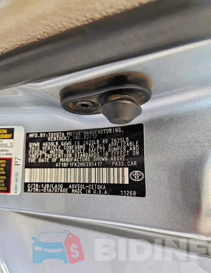 4T1BF1FK2HU395417 Photo# 13