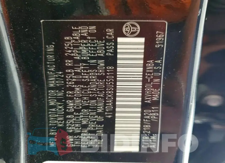 4T1DAACK8SU550118 Photo# 12