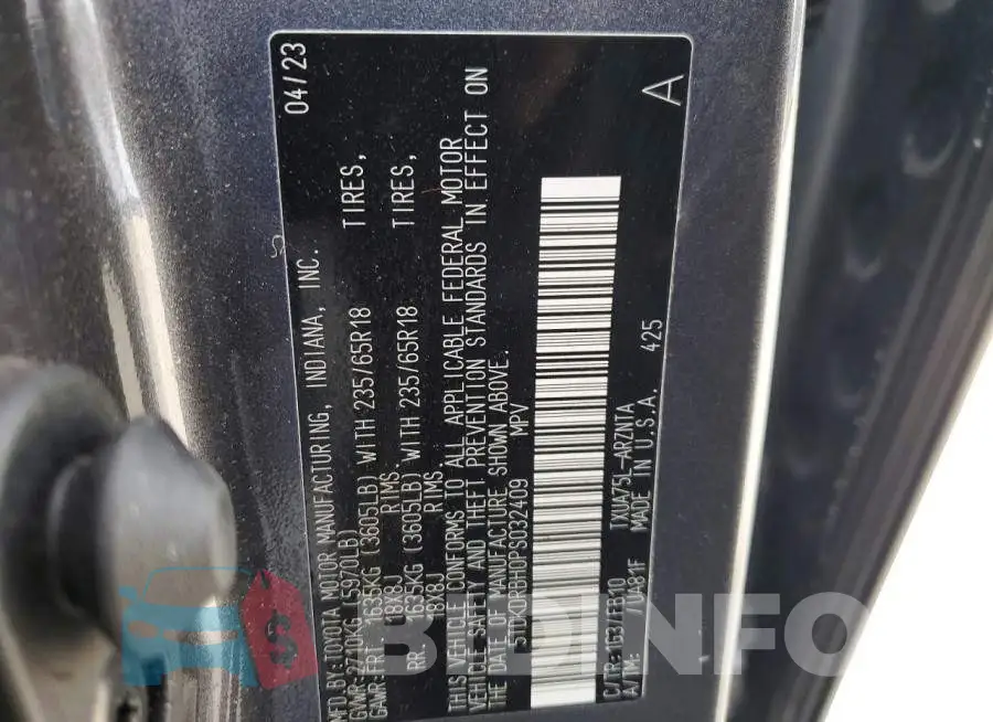 5TDKDRBH0PS032409 Photo# 14