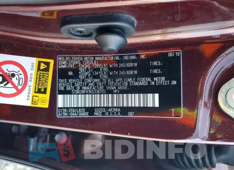 5TDKZRFH1KS338703 Photo# 14
