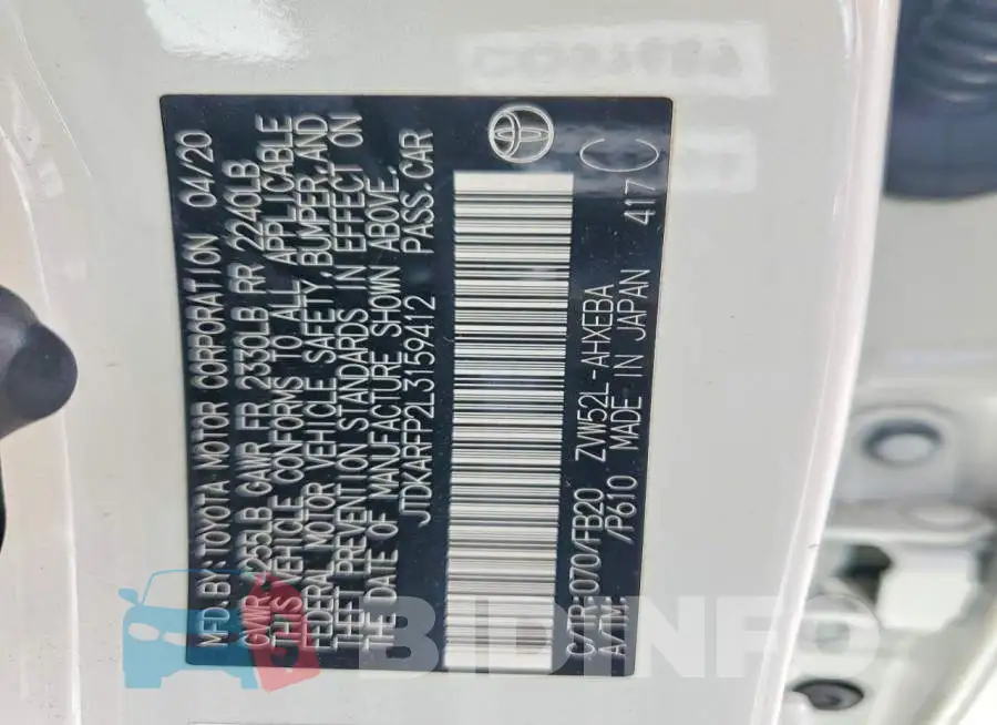 JTDKARFP2L3159412 Photo# 12