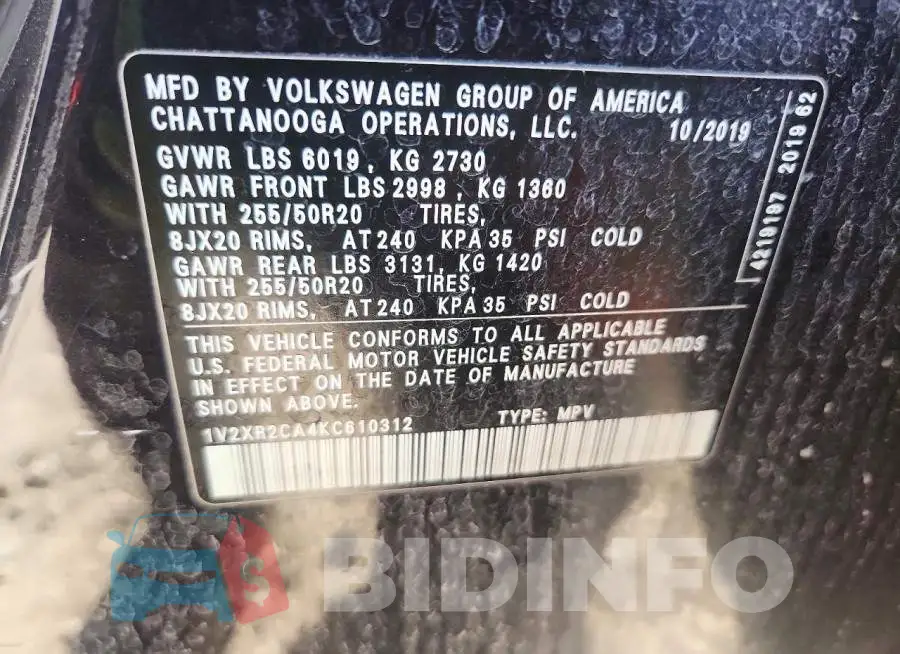 1V2XR2CA4KC610312 Photo# 14