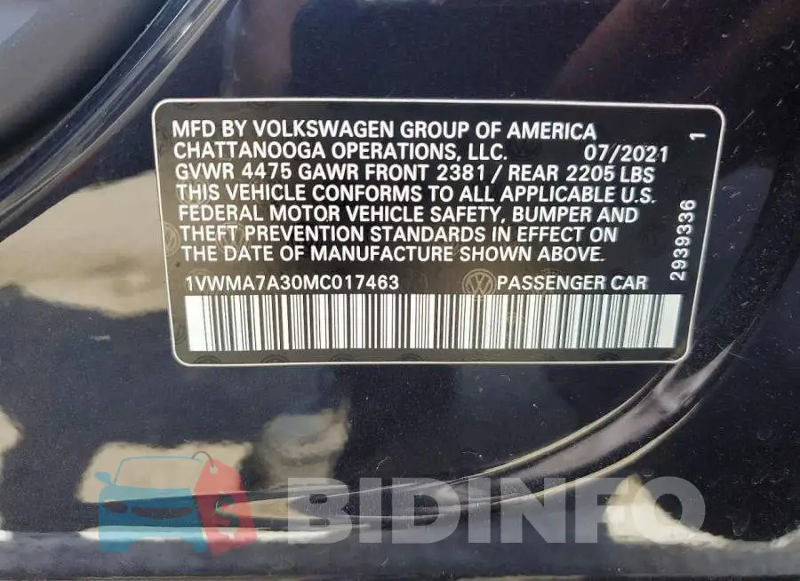 1VWMA7A30MC017463 Photo# 13