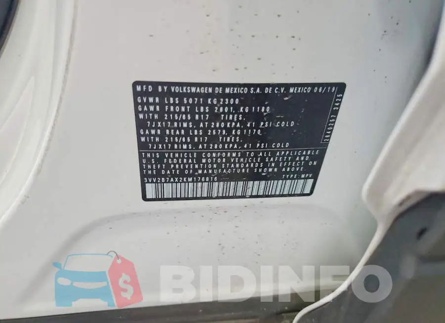 3VV2B7AX2KM176816 Photo# 14