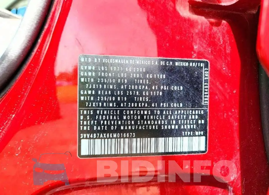 3VV4B7AX6KM016673 Photo# 13
