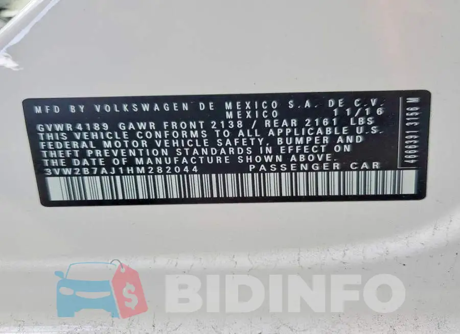 3VW2B7AJ1HM282044 Photo# 12