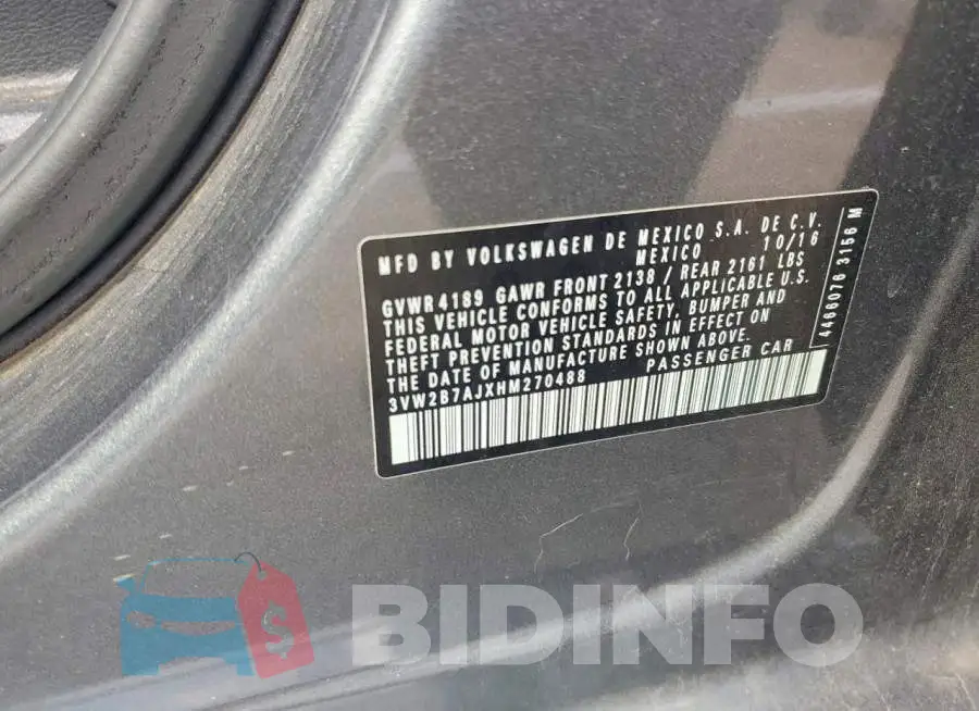 3VW2B7AJXHM270488 Photo# 12
