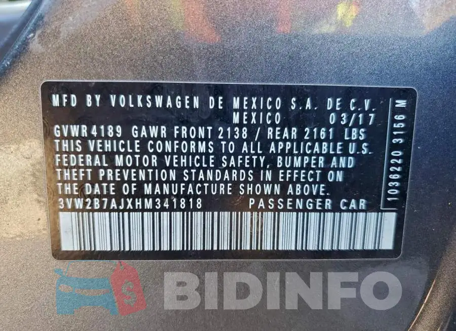 3VW2B7AJXHM341818 Photo# 12