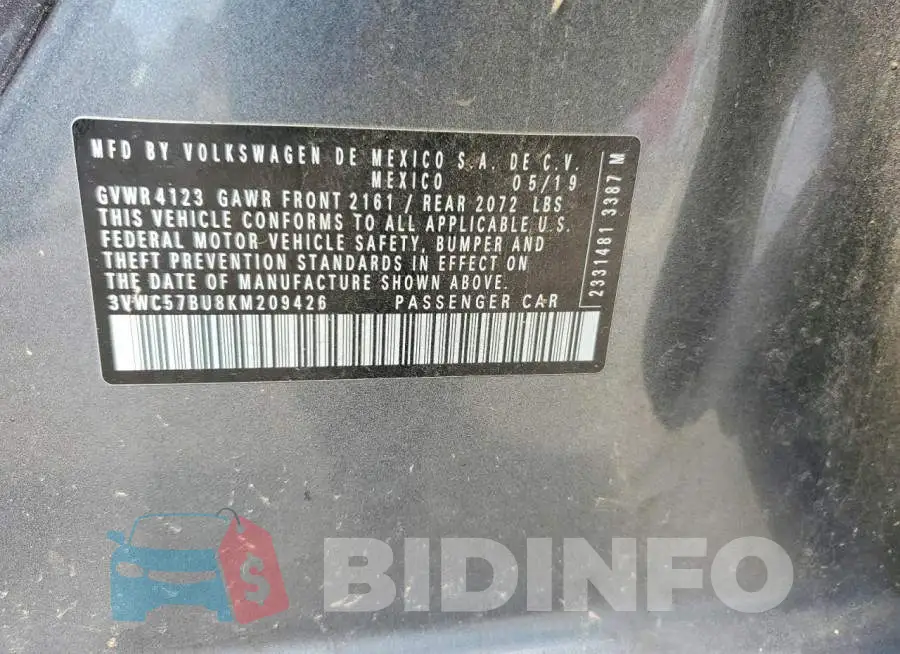 3VWC57BU8KM209426 Photo# 12
