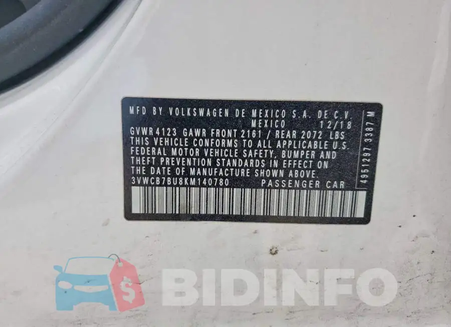 3VWCB7BU8KM140780 Photo# 12