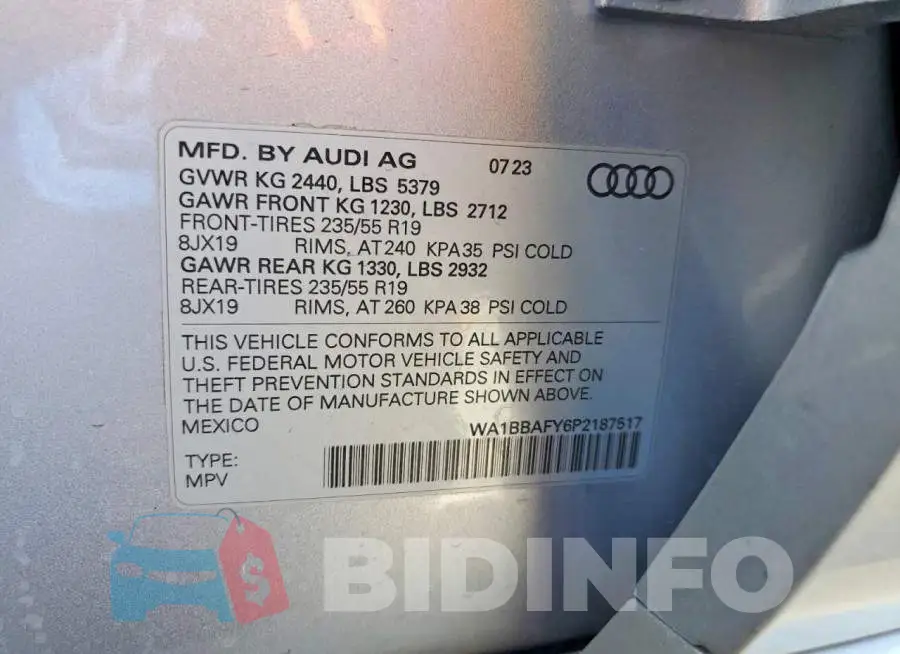 WA1BBAFY6P2187517 Photo# 13