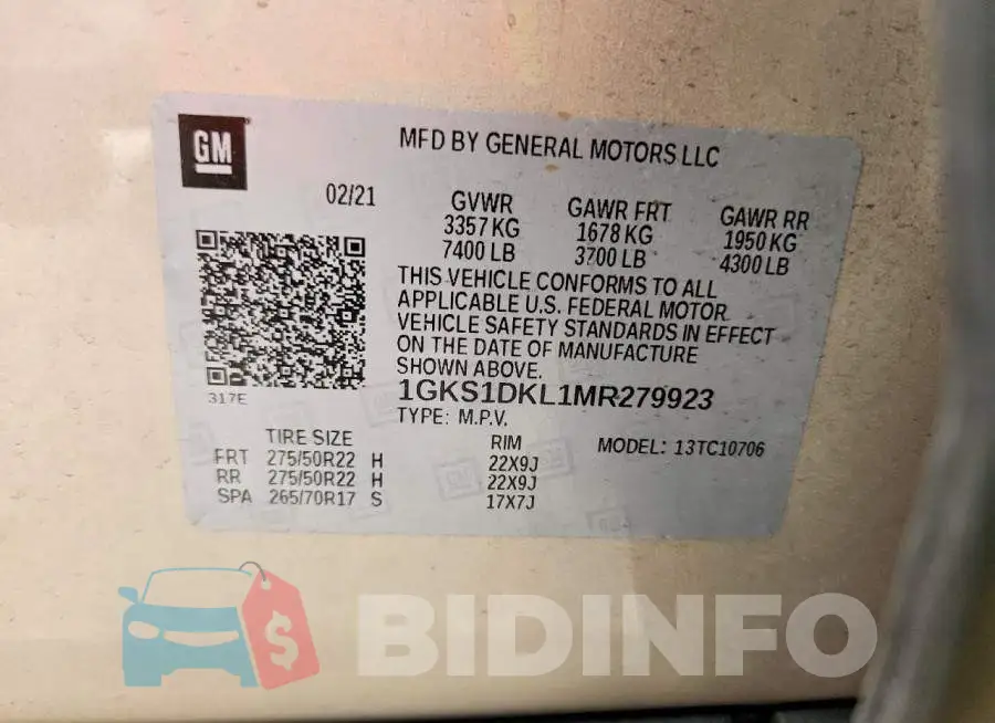1GKS1DKL1MR279923 Photo# 13