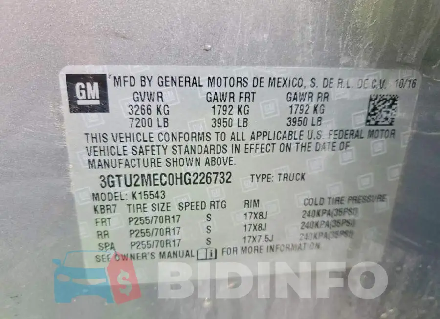 3GTU2MEC0HG226732 Photo# 13