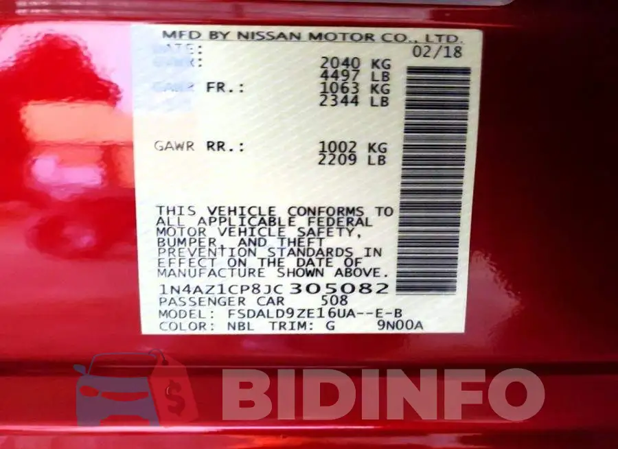 1N4AZ1CP8JC305082 Photo# 12