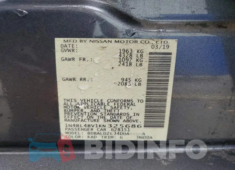 1N4BL4BV1KN325686 Photo# 13