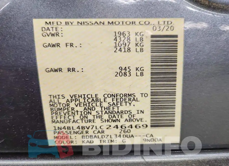 1N4BL4BV7LC246469 Photo# 12