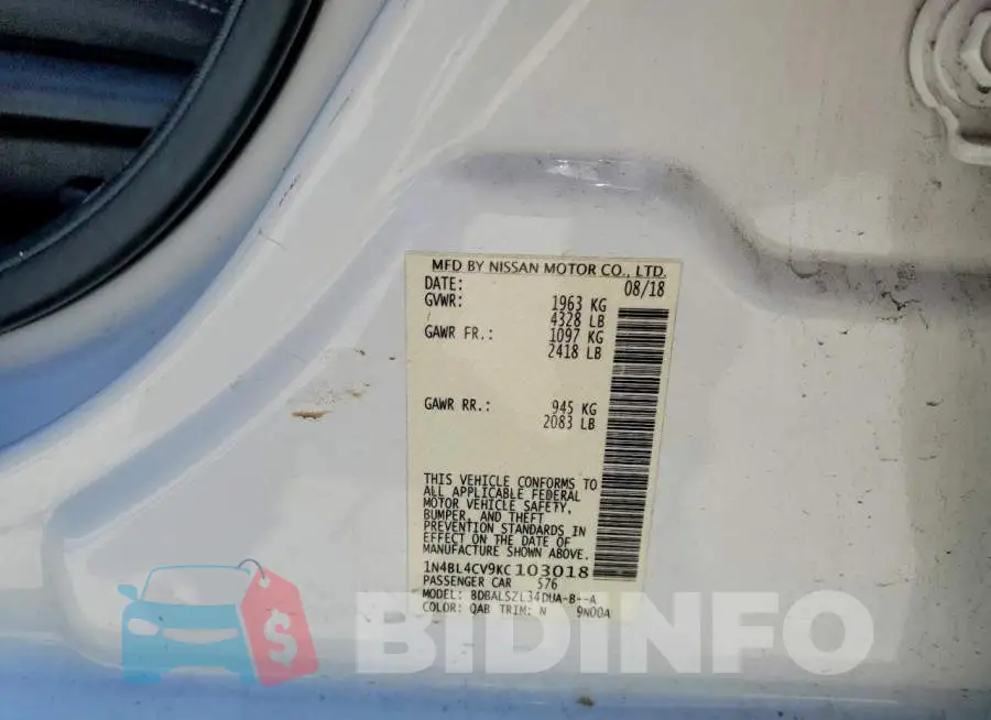 1N4BL4CV9KC103018 Photo# 12