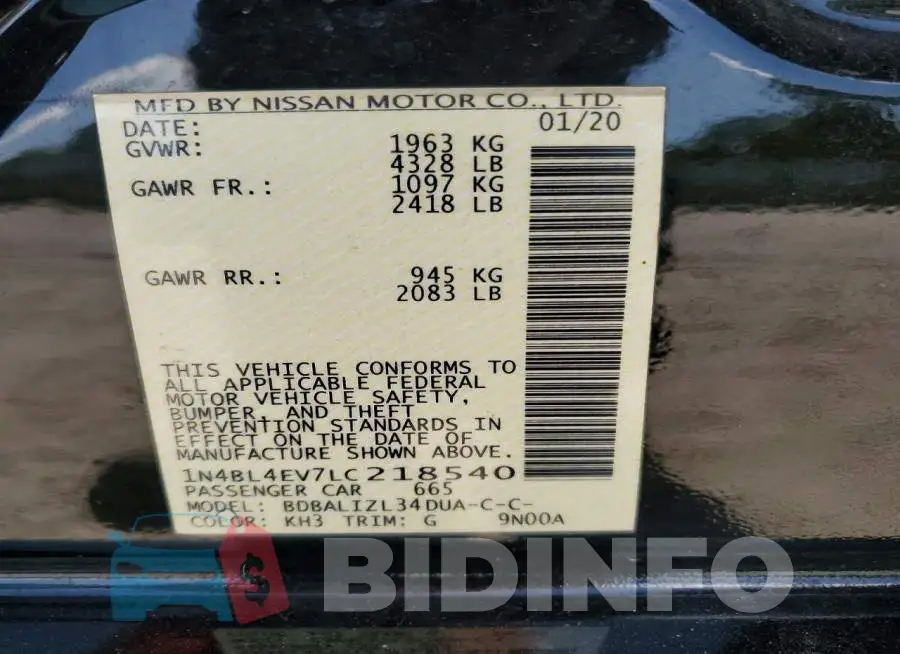 1N4BL4EV7LC218540 Photo# 13