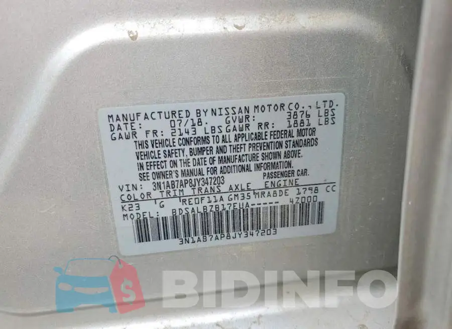 3N1AB7AP8JY347203 Photo# 12