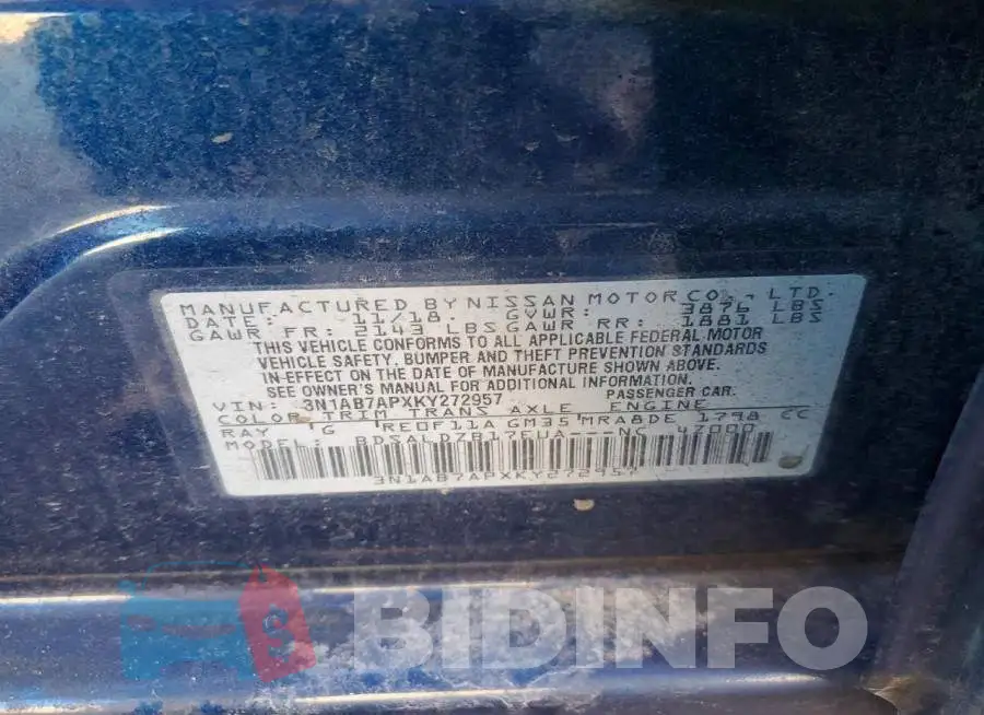 3N1AB7APXKY272957 Photo# 13