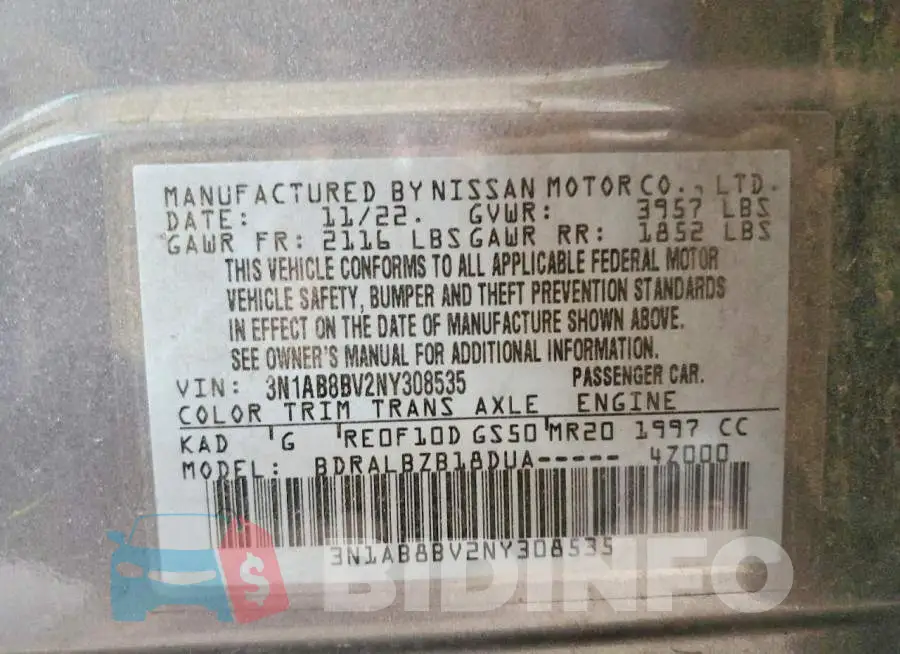 3N1AB8BV2NY308535 Photo# 12