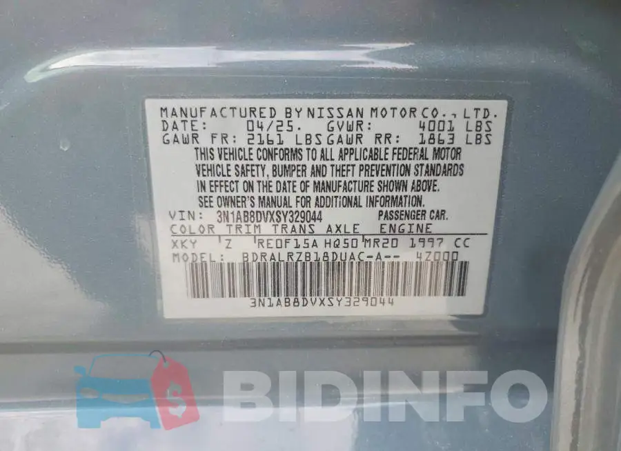 3N1AB8DVXSY329044 Photo# 13