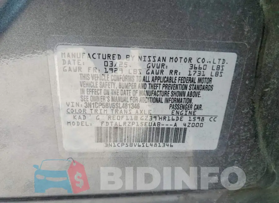 3N1CP5BV6SL481346 Photo# 13