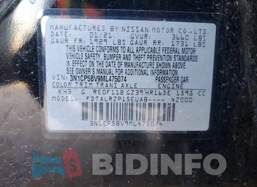 3N1CP5BV9ML475074 Photo# 12