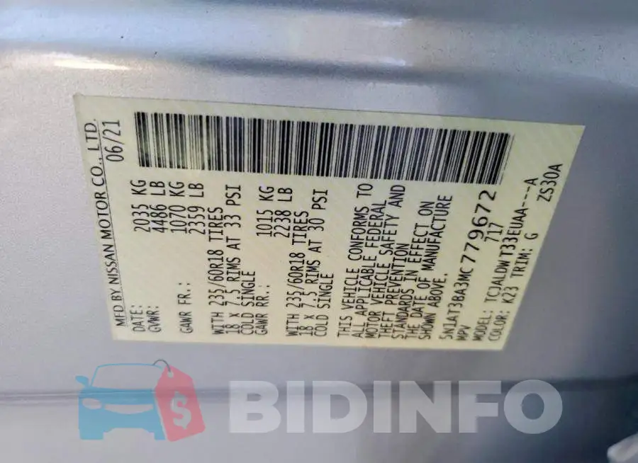5N1AT3BA3MC779672 Photo# 14