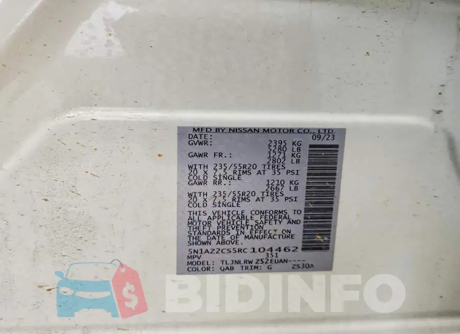 5N1AZ2CS5RC104462 Photo# 13