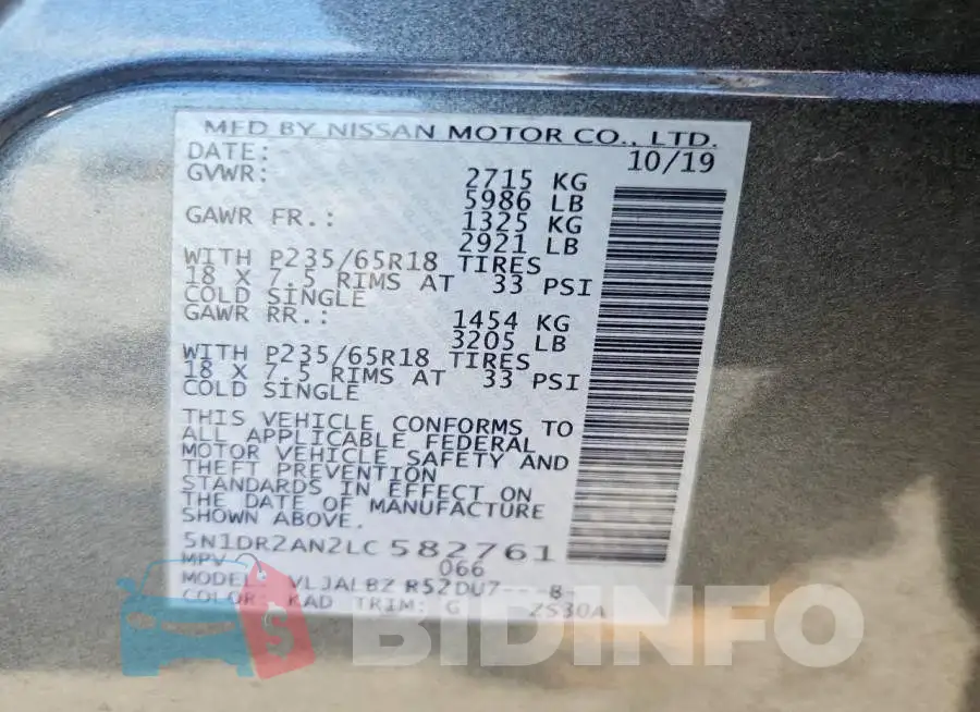 5N1DR2AN2LC582761 Photo# 13
