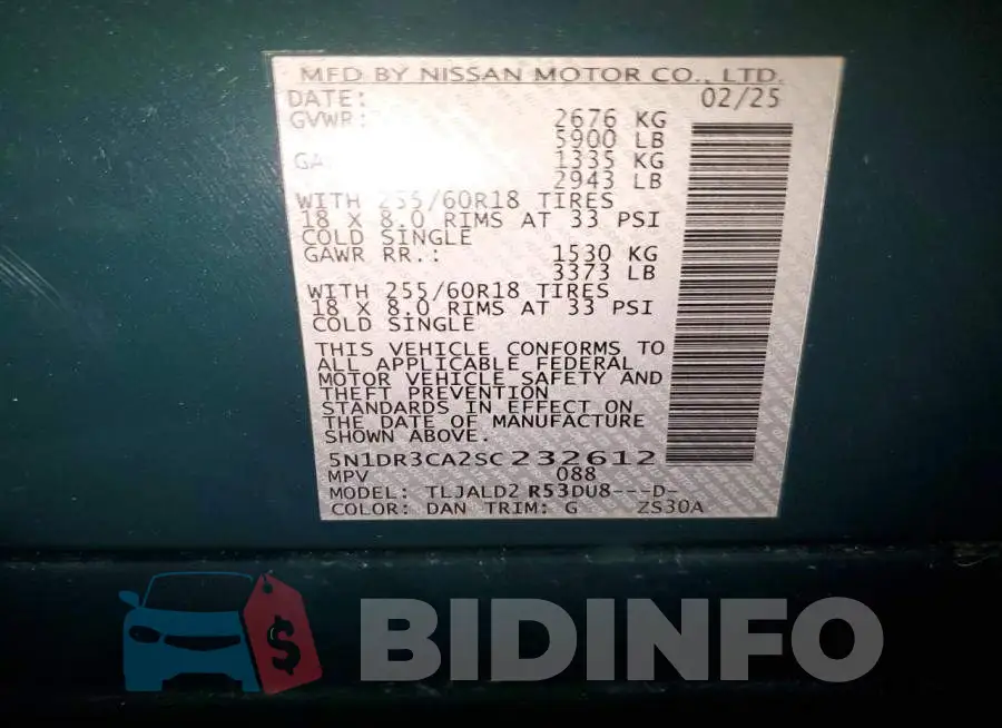 5N1DR3CA2SC232612 Photo# 13