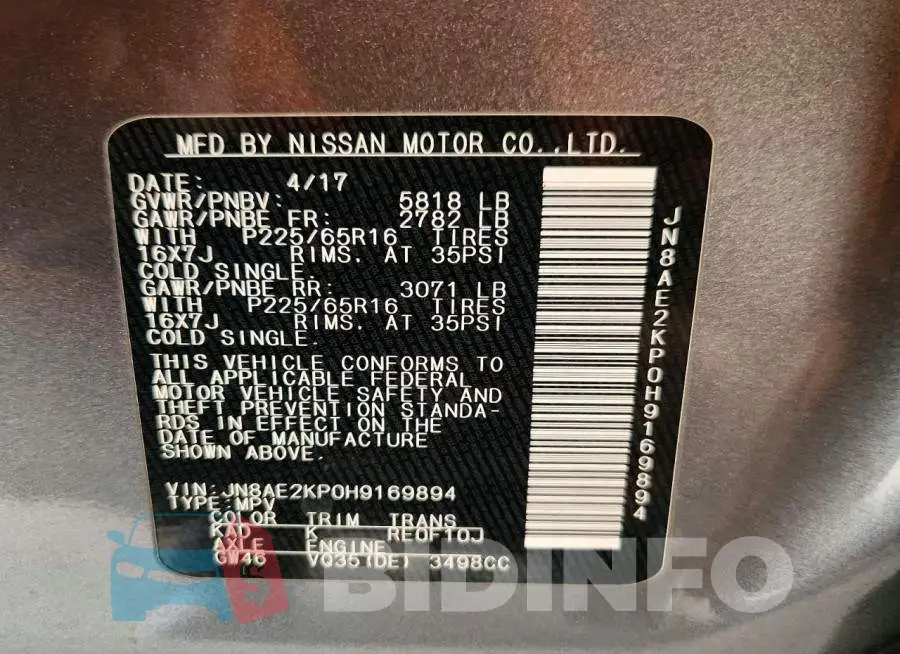 JN8AE2KP0H9169894 Photo# 13