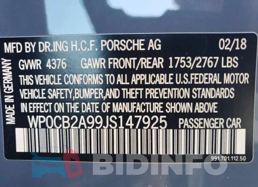 WP0CB2A99JS147925 Photo# 12