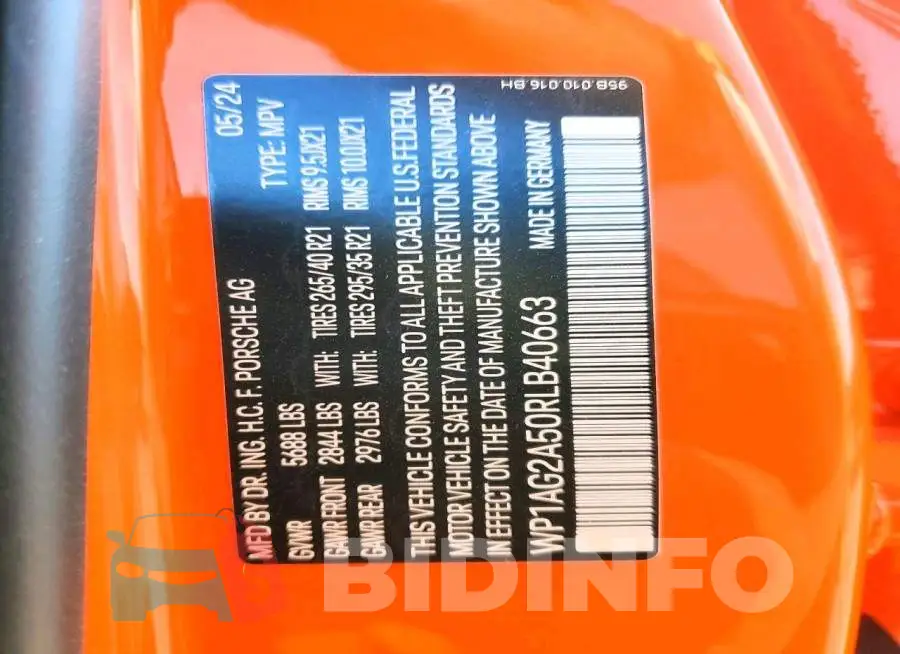 WP1AG2A50RLB40663 Photo# 14