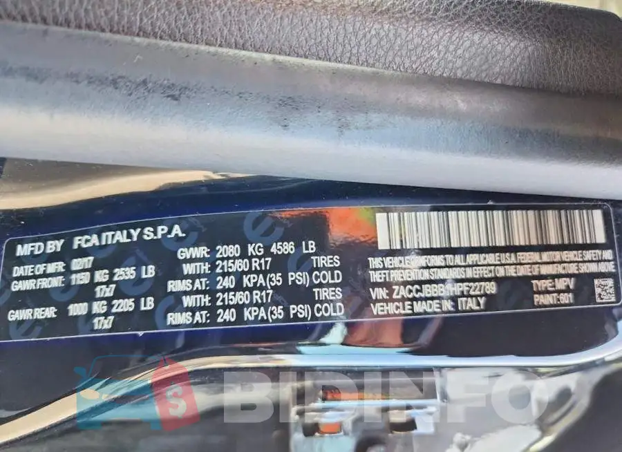 ZACCJBBB1HPF22789 Photo# 14