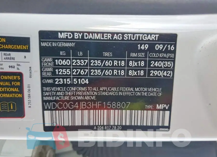 WDC0G4JB3HF158807 Photo# 12