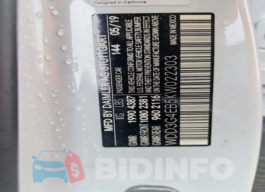 WDD3G4EB5KW022303 Photo# 12