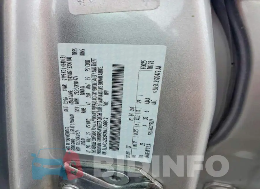5LMCJ2C9XHUL00612 Photo# 13