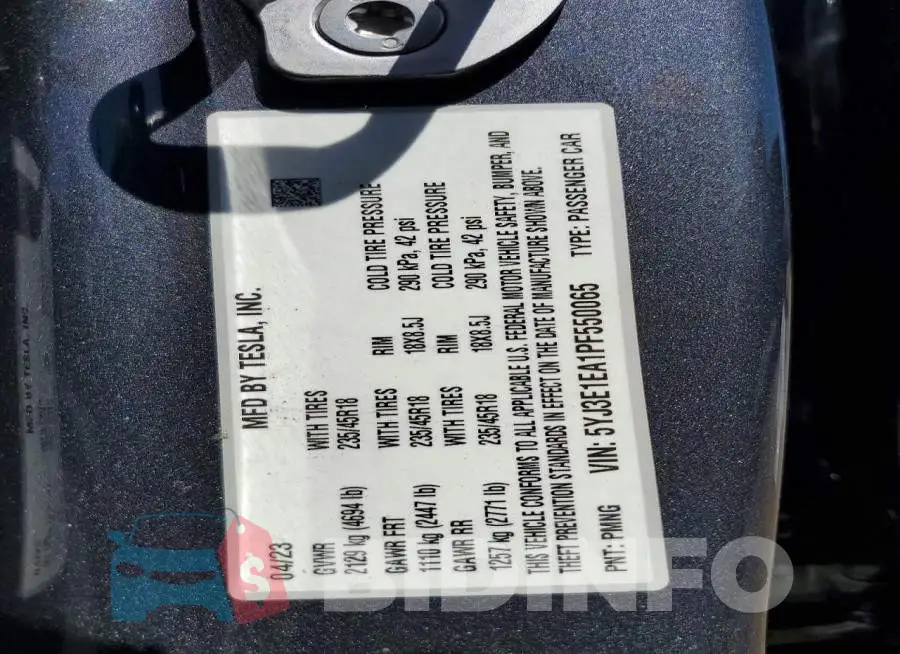 5YJ3E1EA1PF550065 Photo# 13