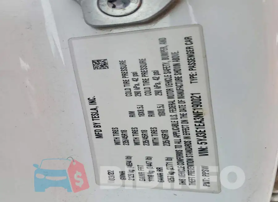 5YJ3E1EA3NF190021 Photo# 12